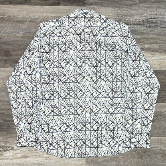 Au Noir Mens 5 L Geometric Intersecting Lines Flip Cuffs Button Up Dress Shirt - Picture 3 of 9